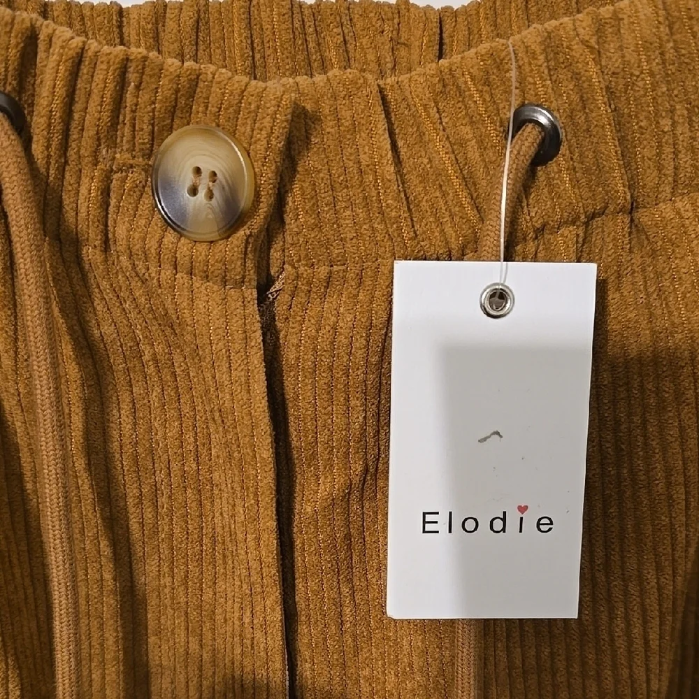 ELODIE Womens Tan Corduroy Relaxed-Fit Pants NWT - Picture 2 of 4